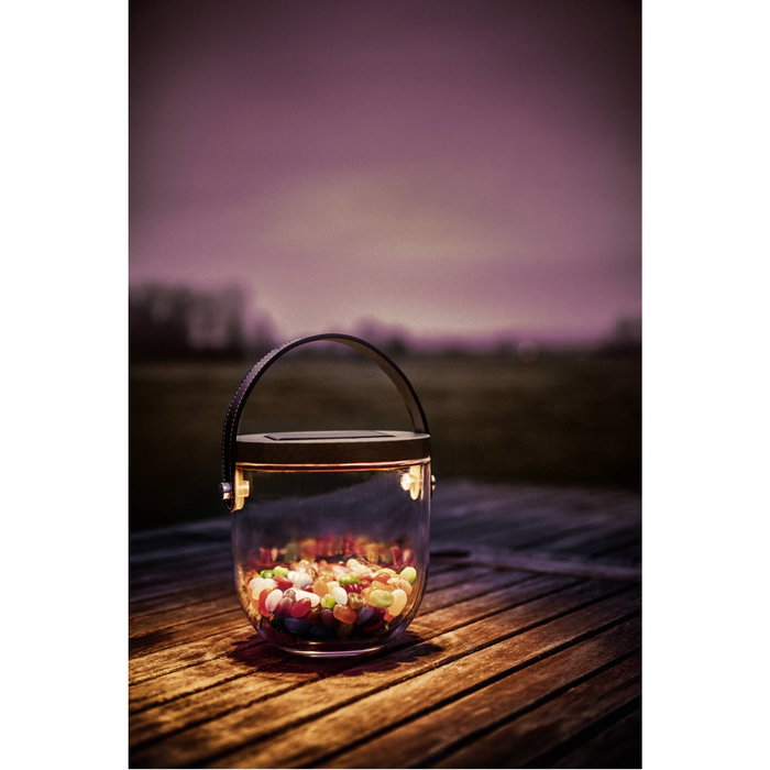 Krinner Lumix Deco Glass Basic, Lampe en verre blanc/transparent avec couvercle en bambou et chargement solaire Krinner Lumix Deco Glass Basic, Lampe en verre blanc/transparent avec couvercle en bambou et chargement solaire