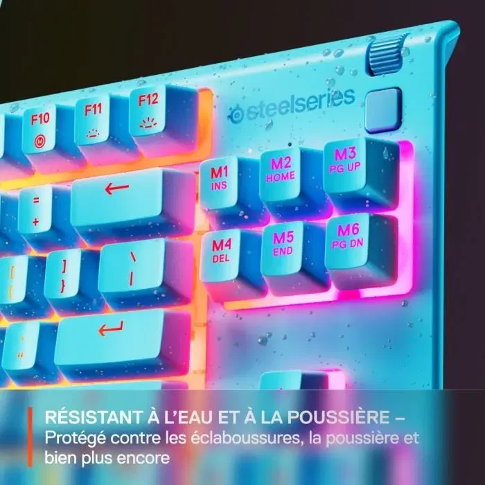 SteelSeries Clavier Gaming Filaire Apex 3 TKL Azerty - Touches Anti-Ghosting, Force d'Actionnement 60g, Interrupteurs Whisper Quiet Silencieux, Disposition TKL, Couleur Bleu Ciel
