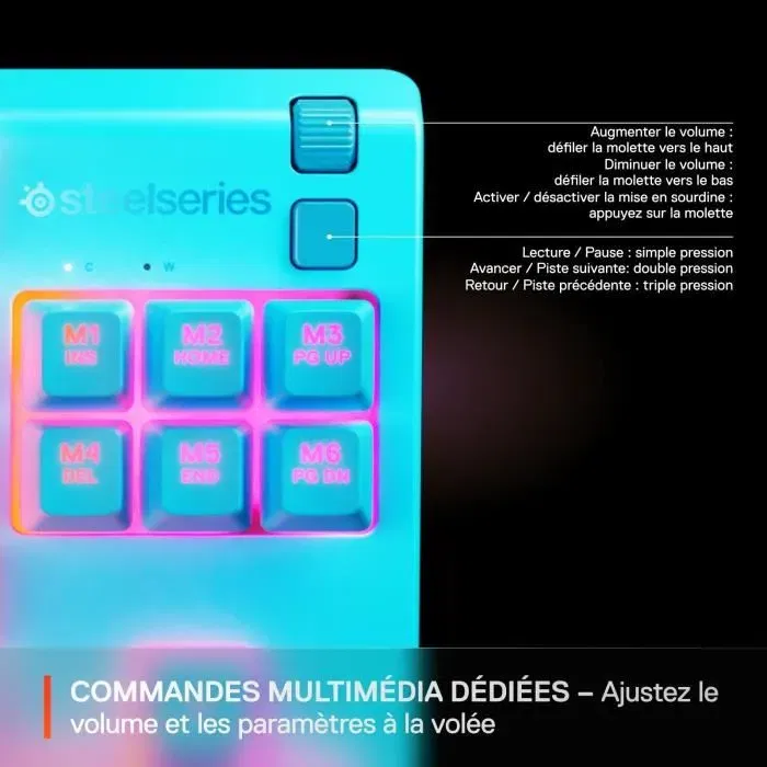 SteelSeries Clavier Gaming Filaire Apex 3 TKL Azerty - Touches Anti-Ghosting, Force d'Actionnement 60g, Interrupteurs Whisper Quiet Silencieux, Disposition TKL, Couleur Bleu Ciel