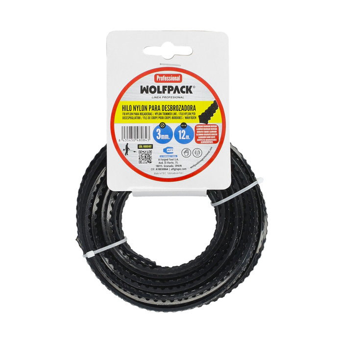 WOLFPACK LINEA PROFESIONAL Fil de débroussailleuse nylon et aluminium denté 3,0 mm, 12 m WOLFPACK LINEA PROFESIONAL Fil de débroussailleuse nylon et aluminium denté 3,0 mm, 12 m