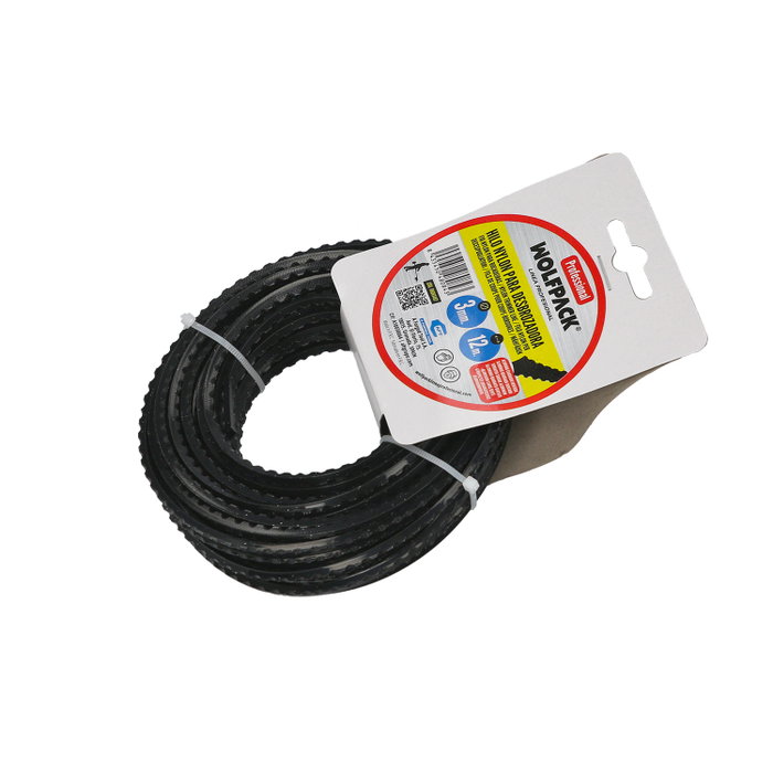 WOLFPACK LINEA PROFESIONAL Fil de débroussailleuse nylon et aluminium denté 3,0 mm, 12 m WOLFPACK LINEA PROFESIONAL Fil de débroussailleuse nylon et aluminium denté 3,0 mm, 12 m