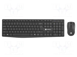NATEC SQUID Kit de bureau sans fil - Clavier US et souris optique noire