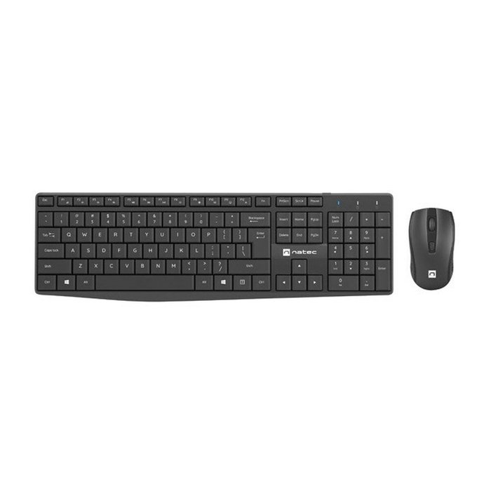 NATEC SQUID Kit de bureau sans fil - Clavier US et souris optique noire NATEC SQUID Kit de bureau sans fil - Clavier US et souris optique noire
