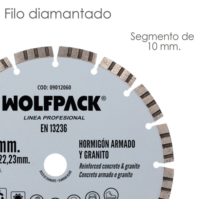 Wolfpack Linea Profesional Disque Diamanté 230mm pour Béton Armé et Granit