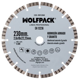 Wolfpack Linea Profesional Disque Diamanté 230mm pour Béton Armé et Granit