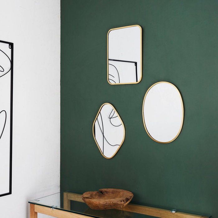Home Deco Factory Miroir Mural Losange Doré 34x25 cm