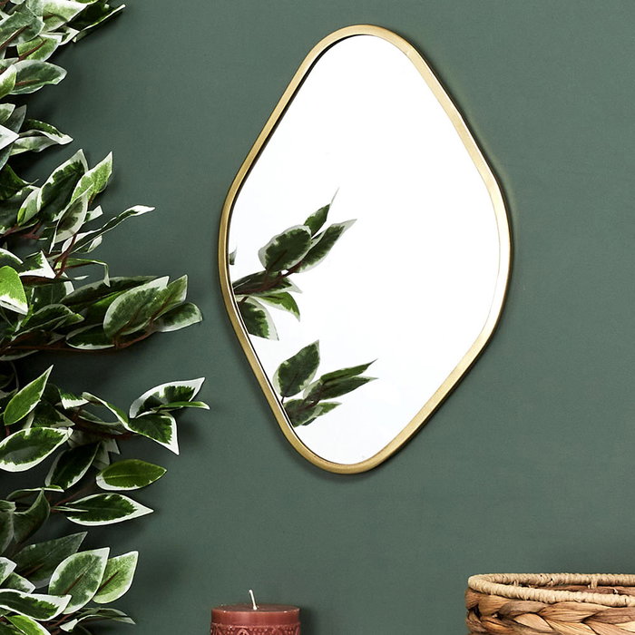 Home Deco Factory Miroir Mural Losange Doré 34x25 cm