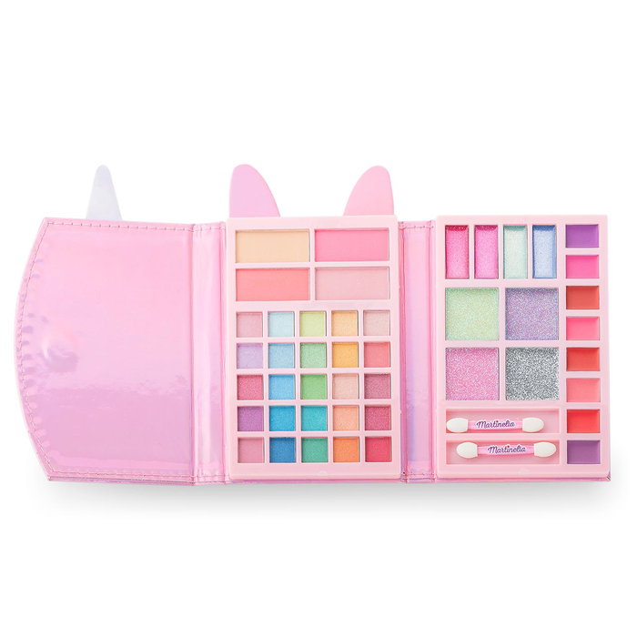 Martinelia Nécessaire de Voyage Petit Unicornio 31107 avec Maquillage pour Enfant - Jeu d'Imitation en Espagnol, 25 Fards à Paupières