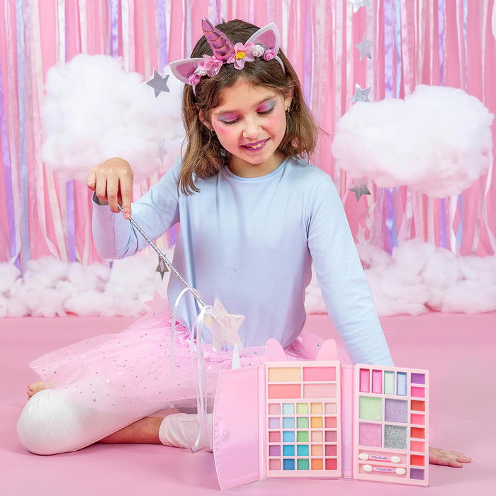 Martinelia Nécessaire de Voyage Petit Unicornio 31107 avec Maquillage pour Enfant - Jeu d'Imitation en Espagnol, 25 Fards à Paupières