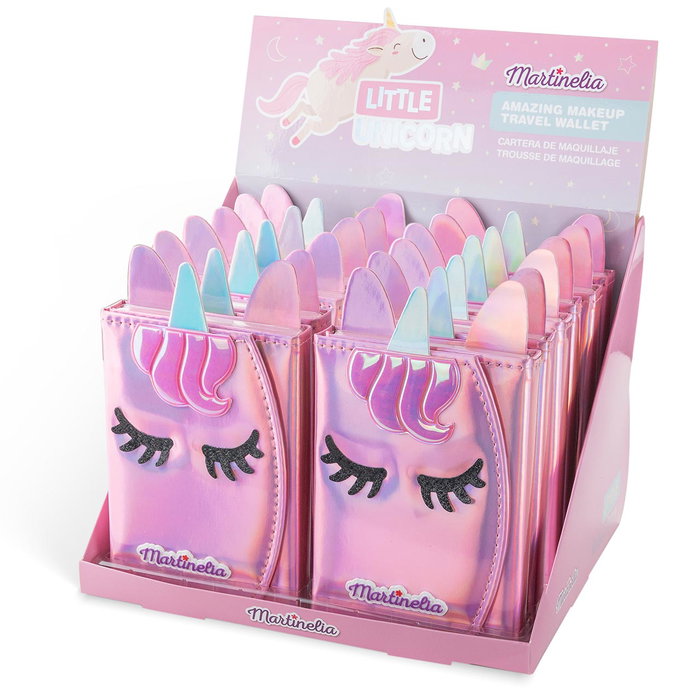 Martinelia Nécessaire de Voyage Petit Unicornio 31107 avec Maquillage pour Enfant - Jeu d'Imitation en Espagnol, 25 Fards à Paupières