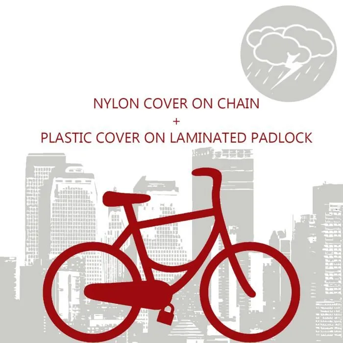 Master Lock Chaîne antivol 8390EURDPRO avec cadenas, 90 cm x 6 mm, gaine nylon noir pour vélo, scooter, outils