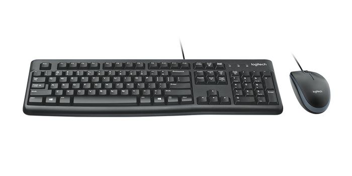 Logitech MK120 Clavier et Souris USB Bureau avec Layout QWERTZ Allemand, Design Résistant aux Éclaboussures, Pavé Numérique