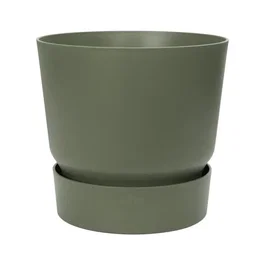 ELHO Pot de fleurs rond Greenville 47 - Plastique recyclé résistant au gel - Réservoir d'eau intégré - Ø 47 x H 44,1 cm - Vert feuille - 55 L
