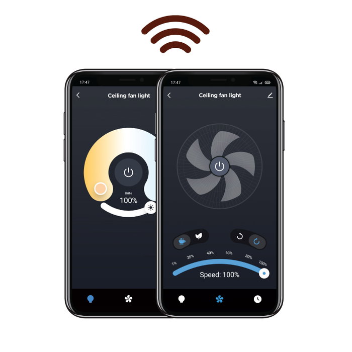 Muvit Lampe de Plafond LED avec Ventilateur Wi-Fi 40 W Compatible Alexa Google Home Siri