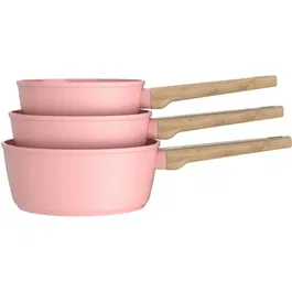 Arthur Martin AM0702 Set de 3 Casseroles avec Revêtement Céramique - Ø 16, 18, 20 cm - Compatible Tous Feux Dont Induction - Rose