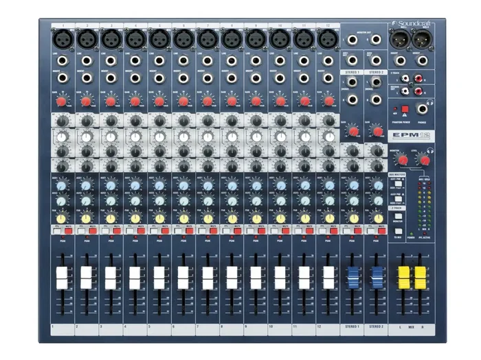 Soundcraft EPM 12 - Table de mixage 12 canaux avec EQ 3 bandes, entrées XLR et jack