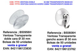 BRINOX Crochet avec ventouse 30mm transparent B50806H