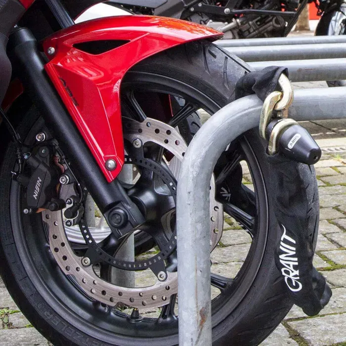 Antivol chaîne vélo ABUS 1480/180 - Maillons 14 mm gainés tissu, cylindre XPlus - Sécurité renforcée contre l'effraction - Livré avec 2 clés