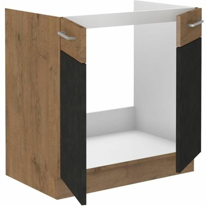 BigBuy Home Meuble sous évier Rock en mélamine, Chêne Lancelot et Gris Mat, 1 porte