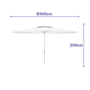 Marbueno Parasol de Jardin Blanc 300 cm en Acier