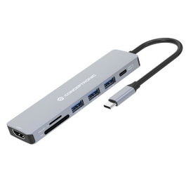 Conceptronic Hub USB-C 7-en-1 Gris 100W HDMI 4K