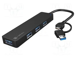 NATEC Hub USB MAYFLY USB 3.0 noir avec 4 ports USB A et ports USB C