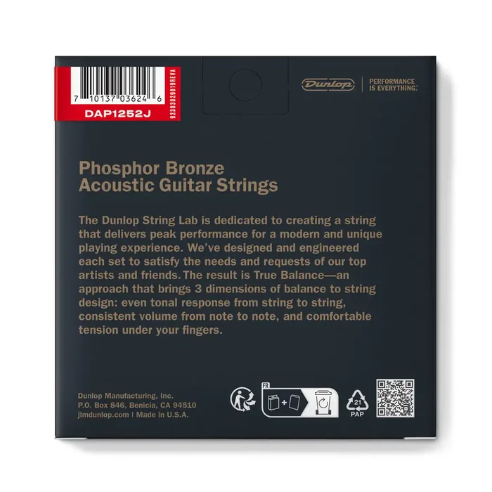 Dunlop Jeu de cordes acoustiques Phosphor Bronze Medium 12-52 Dunlopst