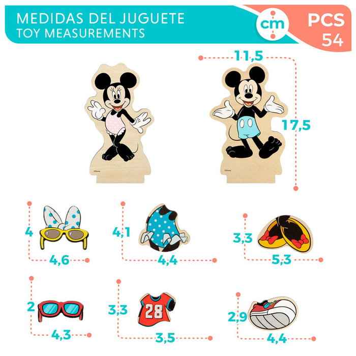 WOOMAX - Jeu magnétique en bois habiller Minnie Disney avec 54 pièces - Dès 3 ans