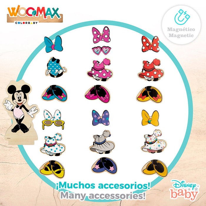 WOOMAX - Jeu magnétique en bois habiller Minnie Disney avec 54 pièces - Dès 3 ans