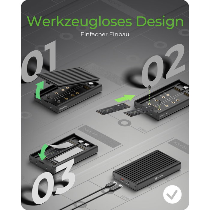 Icy IB-2817M-C32 Boîtier pour SSD M.2 NVMe Noir