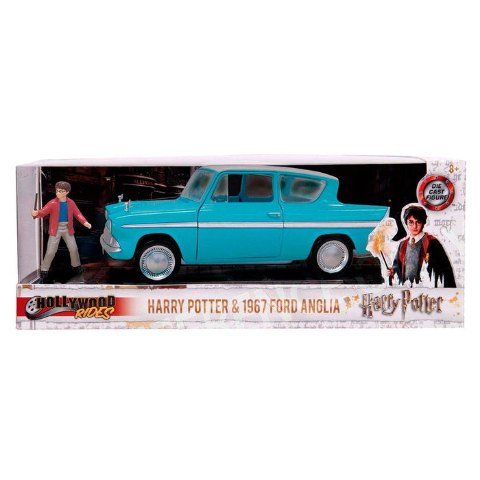 JADA TOYS - Blister figure de collection Harry Potter avec Ford Anglia - Voiture métallique à portes ouvrantes et roues libres - Inclut figurine Harry Potter 4cm
