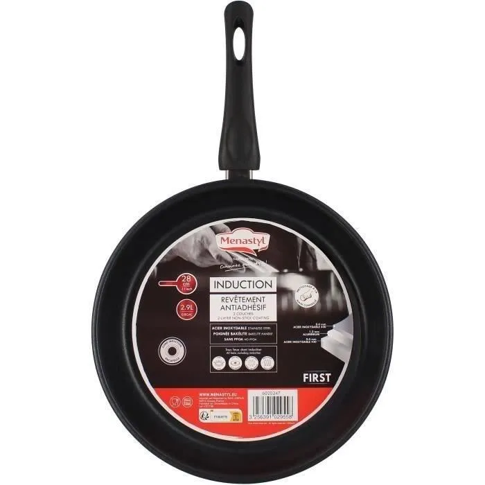 Menastyl 6020247 - Poêle en acier inoxydable 28 cm compatible induction et tous feux Menastyl 6020247 - Poêle en acier inoxydable 28 cm compatible induction et tous feux