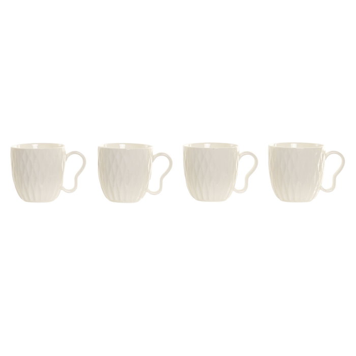 Home ESPRIT Tasse mug Blanc Brun foncé Avec relief 350 ml