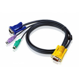 Aten Câble KVM 1,8 m PS/2 avec connecteur SPHD 3 en 1 - Compatible clavier, souris et vidéo - Longueur 1,8 m