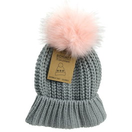 Sensly Bonnet avec pompon en fausse fourrure