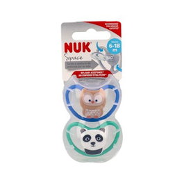 NUK Sucettes SPACE 6-18 mois en silicone, lot de 2 unités