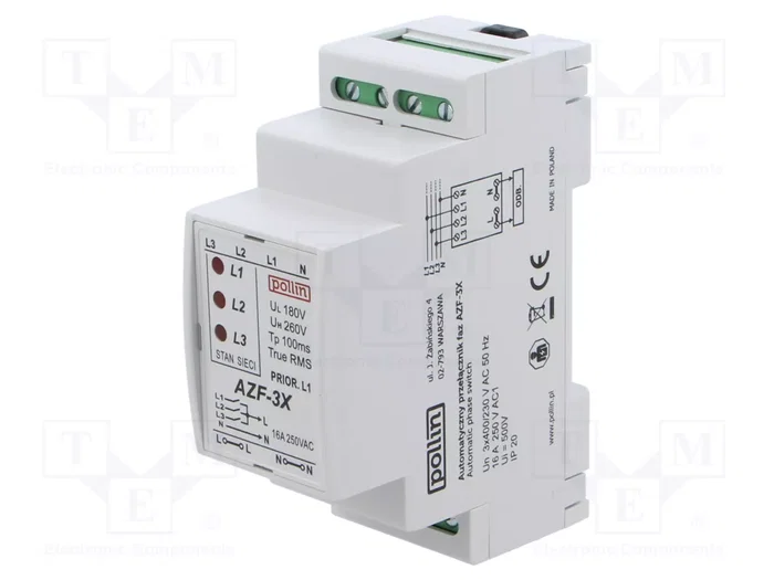 POLLIN AZF-3X Relais de surveillance de tension 16A POLLIN AZF-3X Relais de surveillance de tension 16A