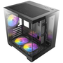 Antec CX60M ARGB micro ATX Boîtier PC Gaming Mini Tour Noire avec Panneau Latéral en Verre Trempé, 3 Ventilateurs 120mm, USB 3.2