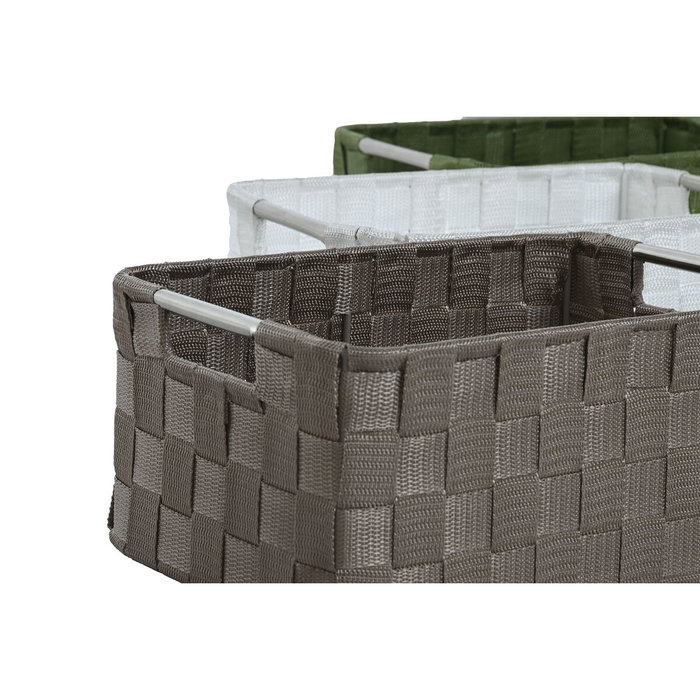 Set de basket Home ESPRIT Vert Gris Crème Métal polypropylène 38 x 28 x 17 cm 3 Pièces (3 Unités)