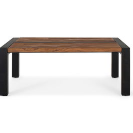 GINER Y COLOMER Table de Centre en Bois de Teca et Métal 120x90x46 cm Noir Naturel avec Protections Antidérapantes