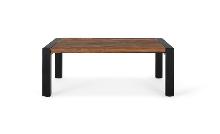 GINER Y COLOMER Table de Centre en Bois de Teca et Métal 120x90x46 cm Noir Naturel avec Protections Antidérapantes GINER Y COLOMER Table de Centre en Bois de Teca et Métal 120x90x46 cm Noir Naturel avec Protections Antidérapantes