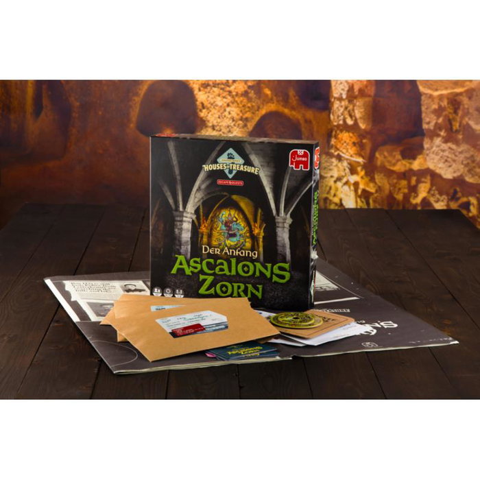 Jumbo Spiele Houses of Treasure Escape Quest Der Anfang: Ascalons Zorn, Jeu d'évasion et d'aventure en allemand, Référence 19838