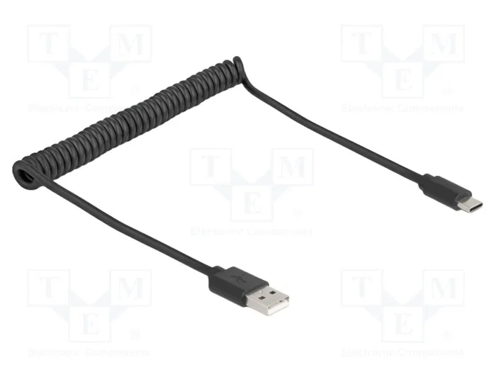 DELOCK Câble spiral USB 2.0 de l'USB A vers l'USB C, noir DELOCK Câble spiral USB 2.0 de l'USB A vers l'USB C, noir