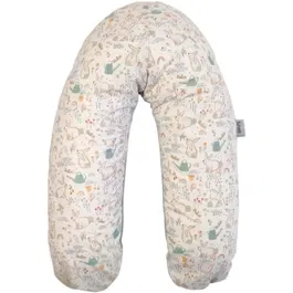 Tineo - Coussin de maternité et d'allaitement ergonomique - Garnissage en billes - Vert sauge avec motif lapins