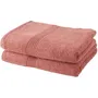 Today Lot de 2 serviettes de bain 100% coton 450 GSM - 50 x 100 cm - Couleur terracotta
