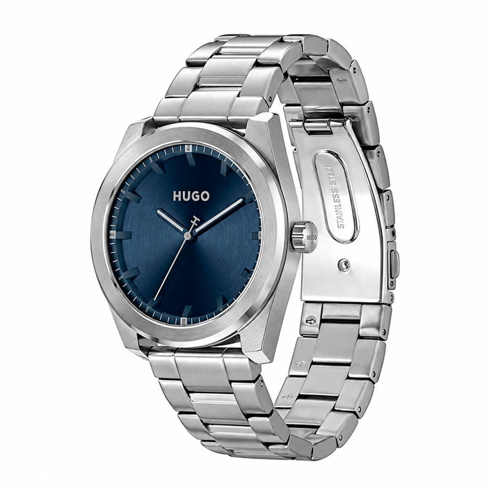 HUGO Montre 1530361 avec cadran bleu et bracelet gris