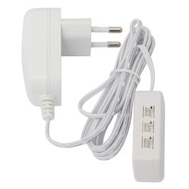 HERRAJES ALK Transformateur LED 6W 230V AC vers 12V DC avec câble de 2M et 6 connecteurs JST