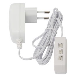 HERRAJES ALK Transformateur LED 6W 230V AC vers 12V DC avec câble de 2M et 6 connecteurs JST