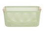 Kipit Panier en plastique avec anse en bambou vert 32 x 20,5 x 14,5 cm (Set de 24)