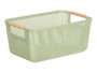 Kipit Panier en plastique avec anse en bambou vert 32 x 20,5 x 14,5 cm (Set de 24)